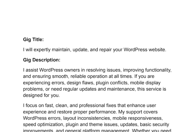 set up and repair your wordpress website